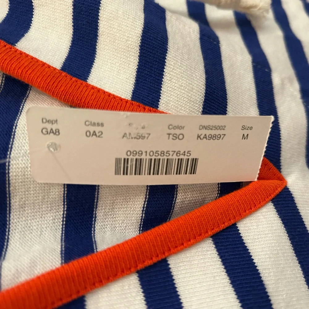 J. Crew women’s medium Tipped V-neck hoodie in striped Mariner cloth NWT - Picture 8 of 9